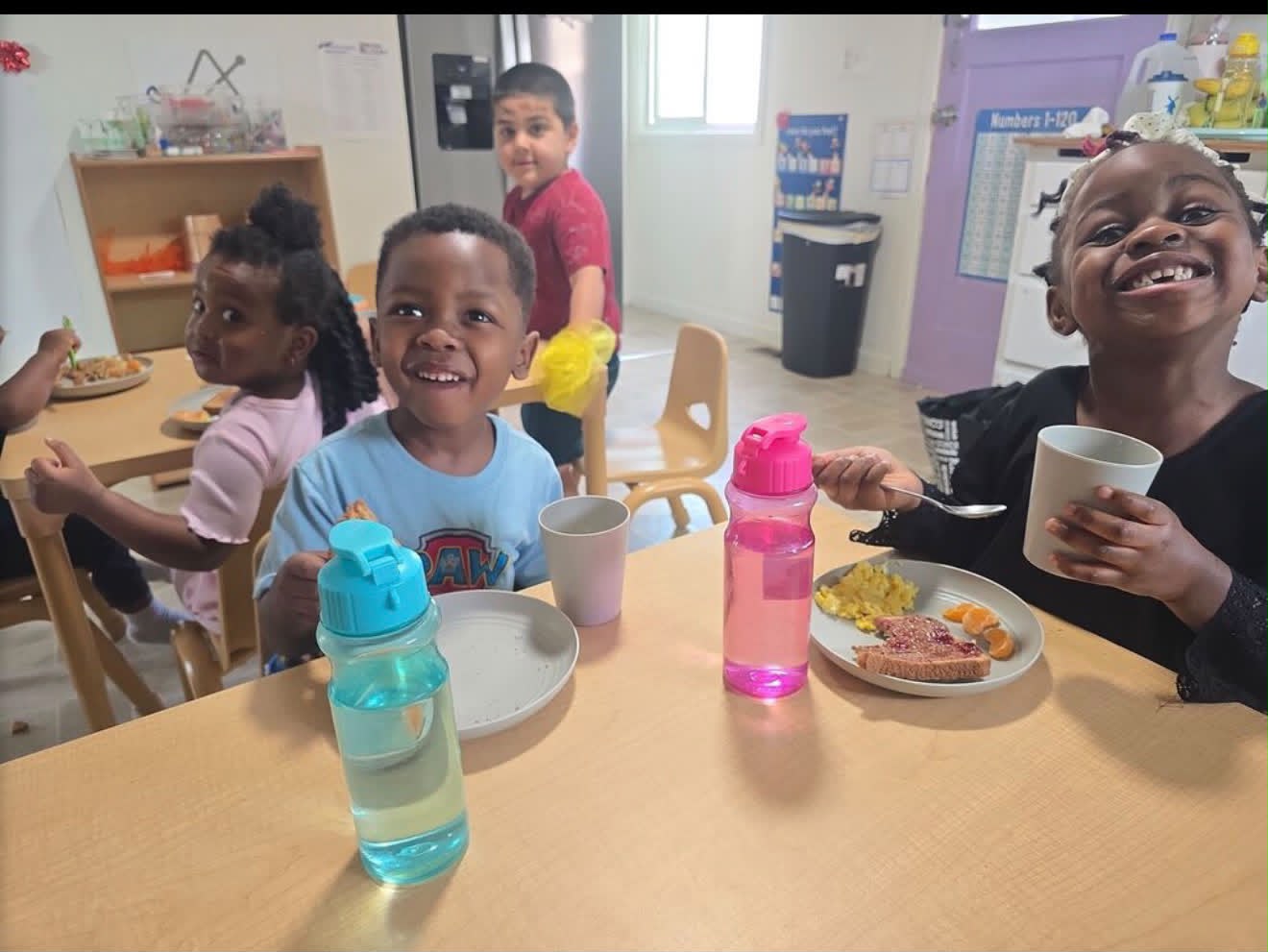 Children enjoying a healthy breakfast together